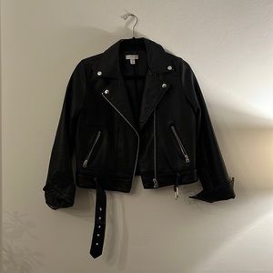 Topshop Black Faux Leather Moto Jacket